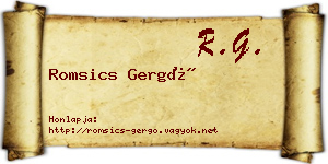 Romsics Gergő névjegykártya